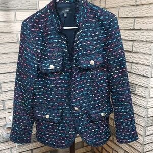 Talbots Tweed Jacket with Gold Buttons Navy Sz 12